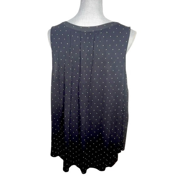 LOFT Plus Mix Media Black Sleeveless Blouse with White Dots, Polka Dots Sz 18 - Picture 4 of 10